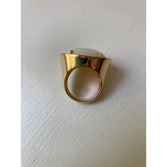 Bruna White Stone Signet Ring Statement Swirl Sz 6 3/4 - Picture 6 of 8